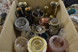 Miscellaneous collectables to include lamps, vases, copper jelly mould etc.