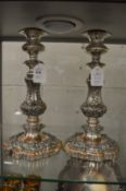 A good pair of large Sheffield plate candlesticks.