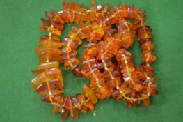 An amber bead necklace.
