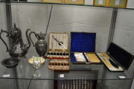 Cased flatware and other items.
