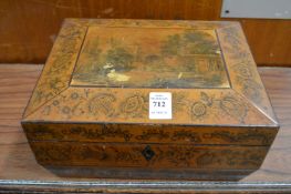 A good 19th century pen work decorated sewing box.