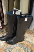 A pair of ladies Clarks black leather boots size 6.