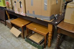 A large pine and painted pine farmhouse table.