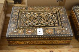 An Eastern inlaid wood box.