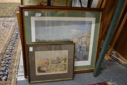 A set of three sporting prints and a colour print depicting the Yeoman of the Guard.