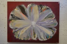 Abstract flower head, large oil on canvas, unframed.