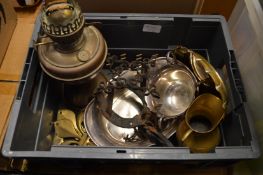 Oil lamp and other metalware.