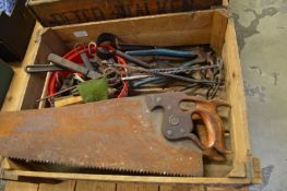 Old woodworking saws and other tools etc.