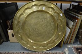Large Eastern engraved copper circular tray.