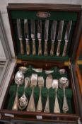 An Elkington eight place bead pattern canteen of cutlery (six fish knives and forks), together