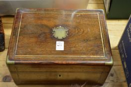 Victorian brass inlaid rosewood sewing box.
