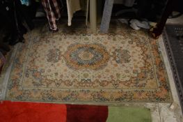 A good small Persian part silk rug, cream ground with floral decoration 160cm x 100cm.