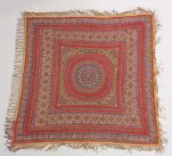 A 20TH CENTURY PERSIAN TEXTILE, 103cm x 99cm.