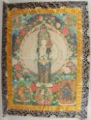 A TIBETAN THANGKA ON SILK.