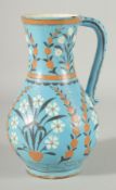 AN OTTOMAN TURKISH POTTERY JUG, 23.5cm high.