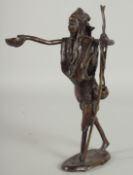AN AFRICAN BRONZE FIGURE, 31cm high.