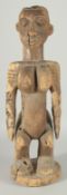 A LARGE AFRICAN CARVED WOOD STANDING FEMALE FIGURE, 60cm high.