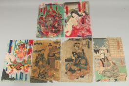JAPANESE KABUKI ACTORS; a selection of mid-late 19th century original Japanese woodblock prints, (
