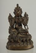 A 17TH-18TH CENTURY CHINESE OR TIBETAN BRONZE BUDDHA, 9cm high.