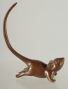 A SMALL BRONZE FIGURE OF A MOUSE.