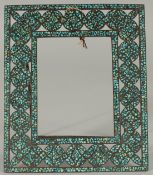 A FINE 19TH CENTURY INDO PERSIAN TURQUOISE INSET FRAME, 19cm x 16.5cm.