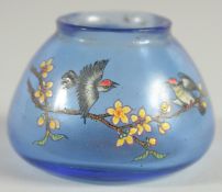 A PEKING GLASS BIRD FEEDER, 5cm diameter.