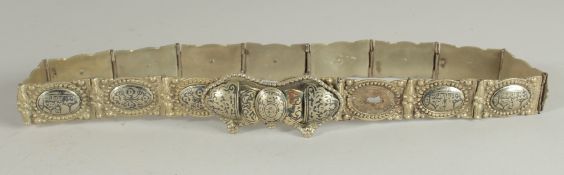 AN OTTOMAN RUSSIAN ARMENIAN SILVER NIELLO BELT.