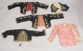 FIVE OTTOMAN JACKETS, with metal-thread embroidered decoration, (5).