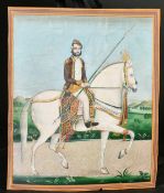 A FINE LARGE 19TH CENTURY INDIAN PAINTING OF MAHARAJA SAWAI RAM SINGH II OF JAIPUR, unframed, 30.5cm