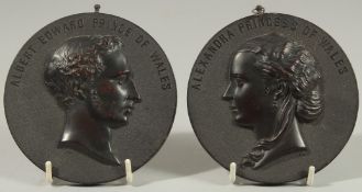 A PAIR OF 19TH CENTURY PLAQUES with Albert Edward, Prince of Wales and Alexandra, Princess of Wales