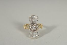 A SILVER GOLD PLATED ZIRCONIA FAN RING.