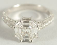 AN 18CT WHITE GOLD DIAMOND SET CLUSTER RING, diamond 1.5 carat.
