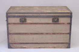 A 19TH CENTURY LOUIS VUITTON CANVAS STEAMER TRUNK, Circa. 1880. The sides with A. M. BURT. NEW YORK.