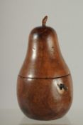 A GOOD PEAR TEA CADDY. 7.5ins high.