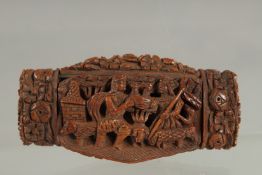 AN 18TH CENTURY CARVED AND PIERCED SNUFF BOX. 3.25ins long.
