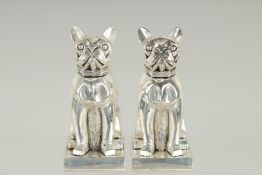 A PAIR OF ART DECO STYLE SQUIRREL SALT AND PEPPERS. 3ins high.