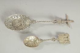 TWO GOOD DUTCH SILVER SPOONS.