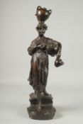 FRANCESCO DE MATTEIS (ITALIAN) 1852 - 1917. A GOOD STANDING BRONZE of a young lady carrying