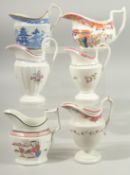 SIX 19TH CENTURY ENGLISH CREAM BOATS including New Hall and Wolfe Mason.