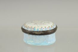 A BILSTON BLUE OVAL ENAMEL PATCH BOX 
