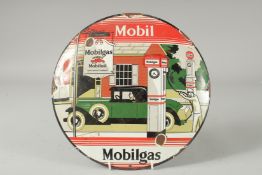 A MOBIL ENAMEL CIRCULAR SIGN. 12ins diameter.