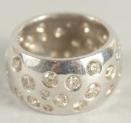 A GOOD 18CT WHITE GOLD MULTI STONE DIAMOND BAND. 3.5 carat diamonds. 12gms.
