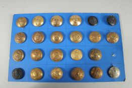 A collection of 23 military buttons including The Queens Own, Inniskilling etc.