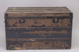 A 19TH CENTURY LOUIS VUITTON CANVAS STEAMER TRUNK, Circa. 1880. 3ft 11ins long, 2ft 1ins wide, 2ft