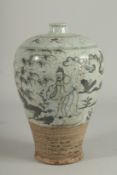 A CHINESE MEI PING VASE with figures and trees. 12ins high.