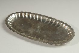 A GOOD GEORGE II SILVER SPOON TRAY. 7ins x 3.5ins. London circa. 1750. Maker: Samuel Walker.