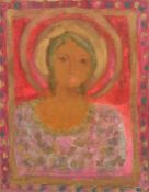 Circle of Dora Holzhandler, A portrait of a female Saint and a male figure with a bird, tempera on