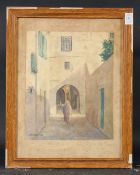 A pair of street scenes in the Middle East, watercolours, both indistinctly signed, one 12.75