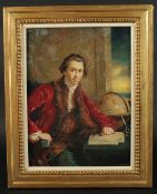 After Reynolds (20th century), a portrait of Sir Joseph Banks, oil on panel, signed R. J. West,