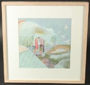 Ellie Ling, 'Love in a damp climate', a male and female figure in a conservatory, watercolour and